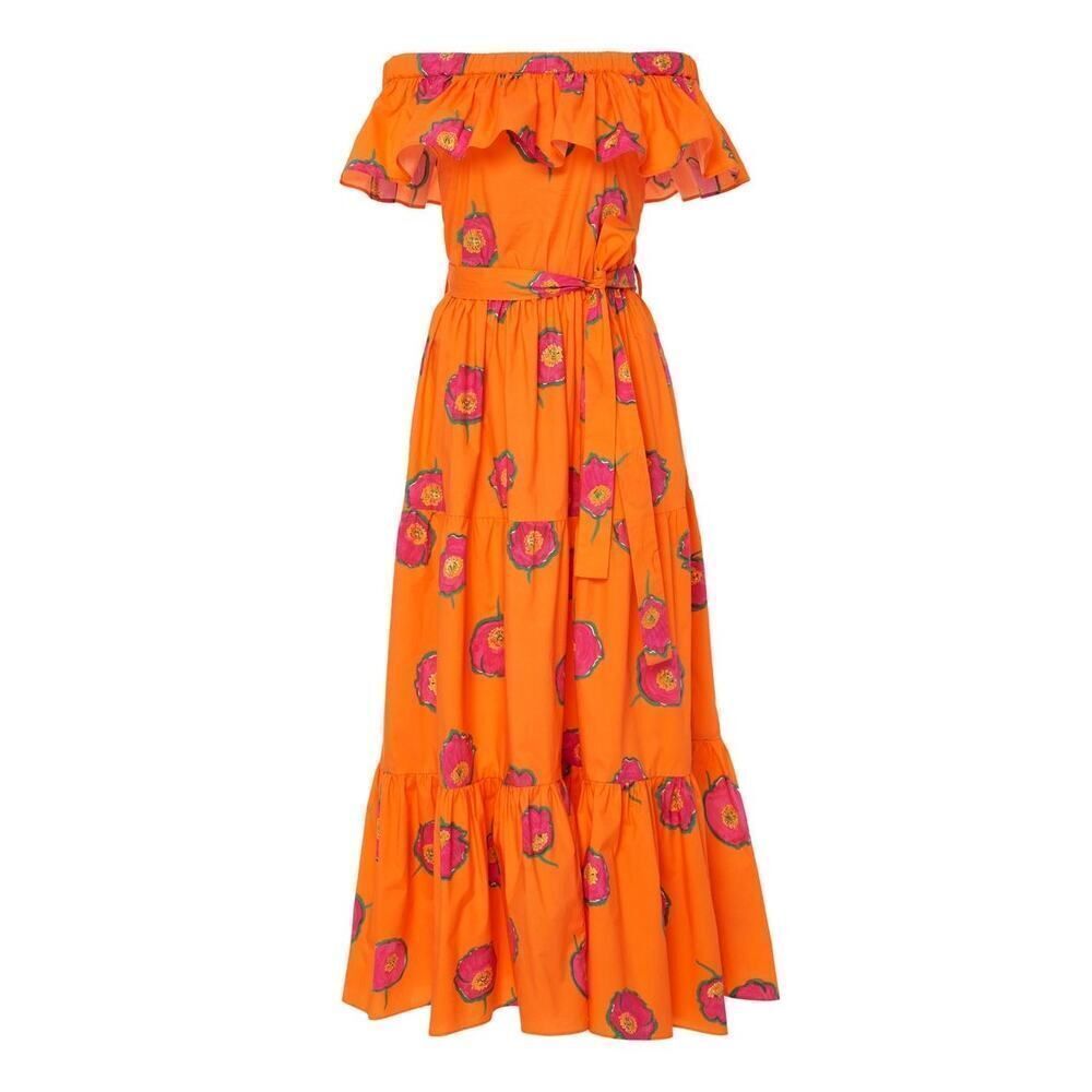 la double j yacht off shoulder dress orange Small(US4) - Picture 9 of 11
